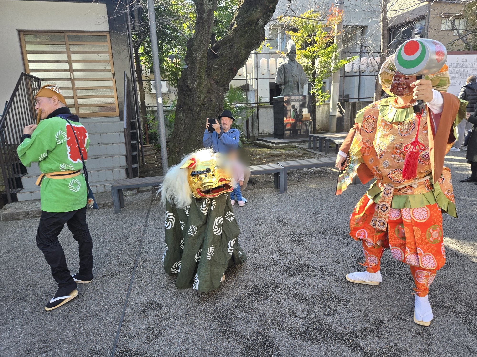 A shishimai lion dance performance at a Tokyo shrine on New Year's Day.